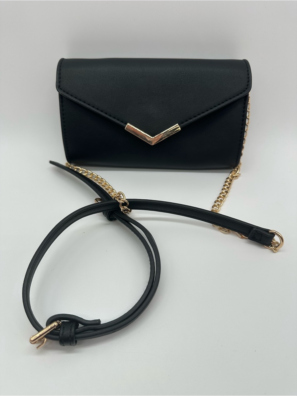 Urban Expressions Black Crossbody with Gold V Accent